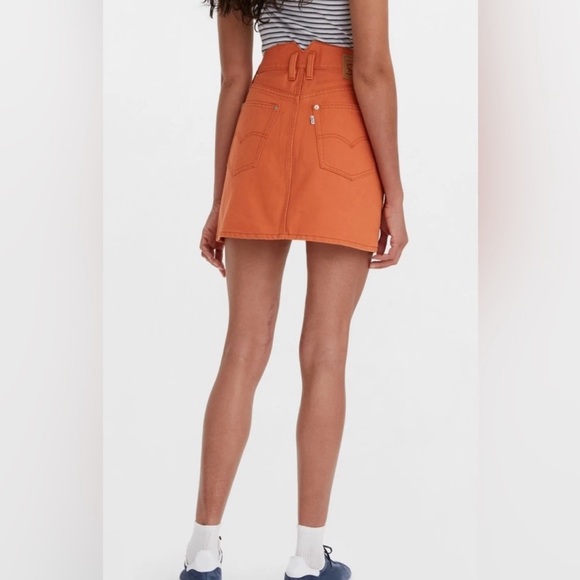 Levi’s Orange Notch A-Line Button Front Denim Mini Skirt - Picture 2 of 12